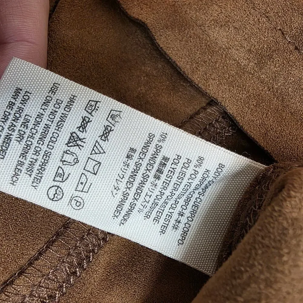 Free People Vegan Suede Skinny Pants Brown Moto Leggings Boho Fall Size 31